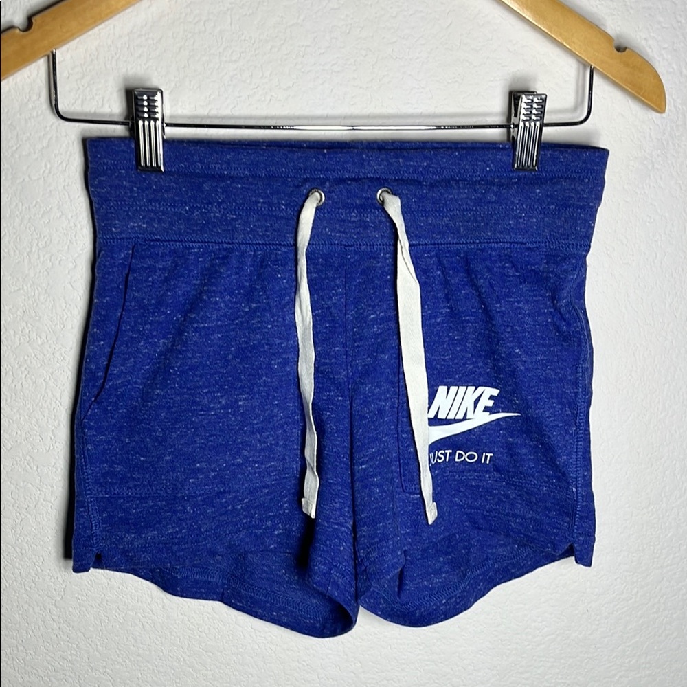 Nike Blue Athletic Shorts with Elastic Waistband an shoe lace